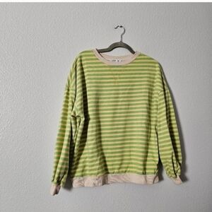 UEU Striped Green and Beige Men's Sweatshirt Sz S